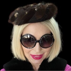 Elegant Brown Mink Decorative Women's Hat